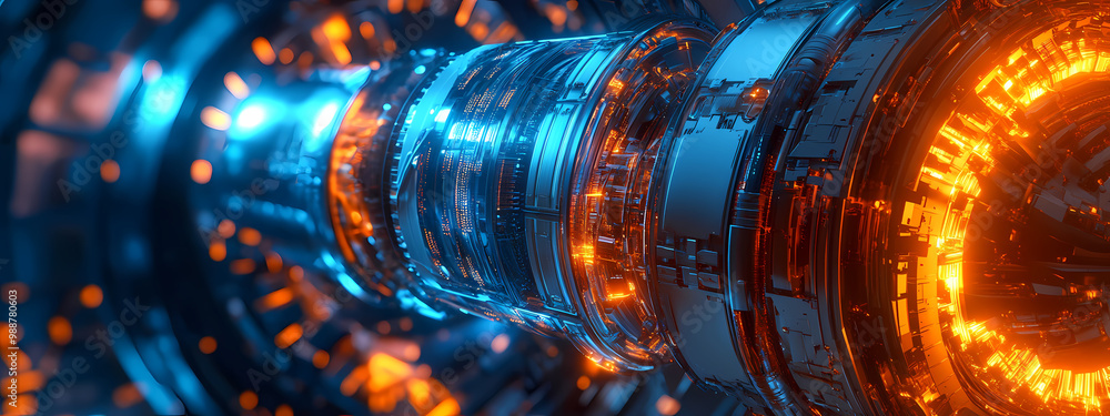 Intricate Mechanical Gear with Futuristic Lighting Intricate Mechanical Gear with Futuristic Lighting