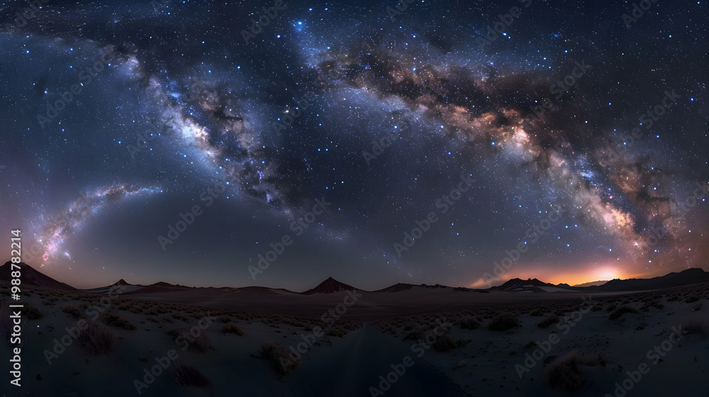 Fototapeta premium Milky Way Over Desert Landscape - Astrophotography