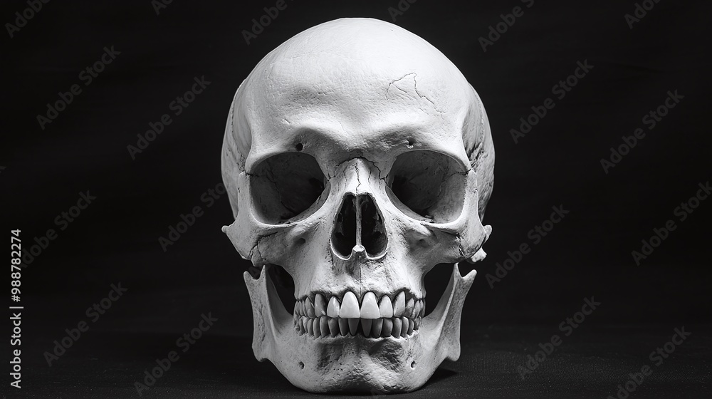 white human skull displayed on a black background, illustrating the beauty of anatomical detail while embodying themes of decay and horror white human skull displayed on a black background, illustrating the beauty of anatomical detail while embodying themes of decay and horror