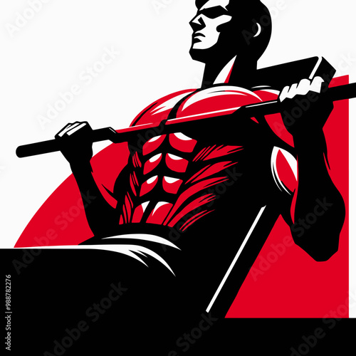 Muscular bodybuilder vector silhouette illustration, gym, workout