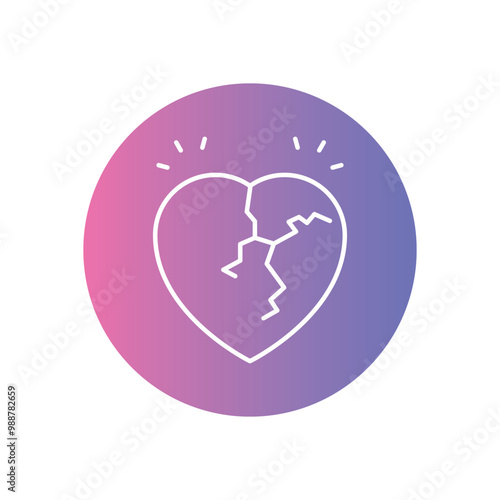 Broken Heart vector icon stock illustration