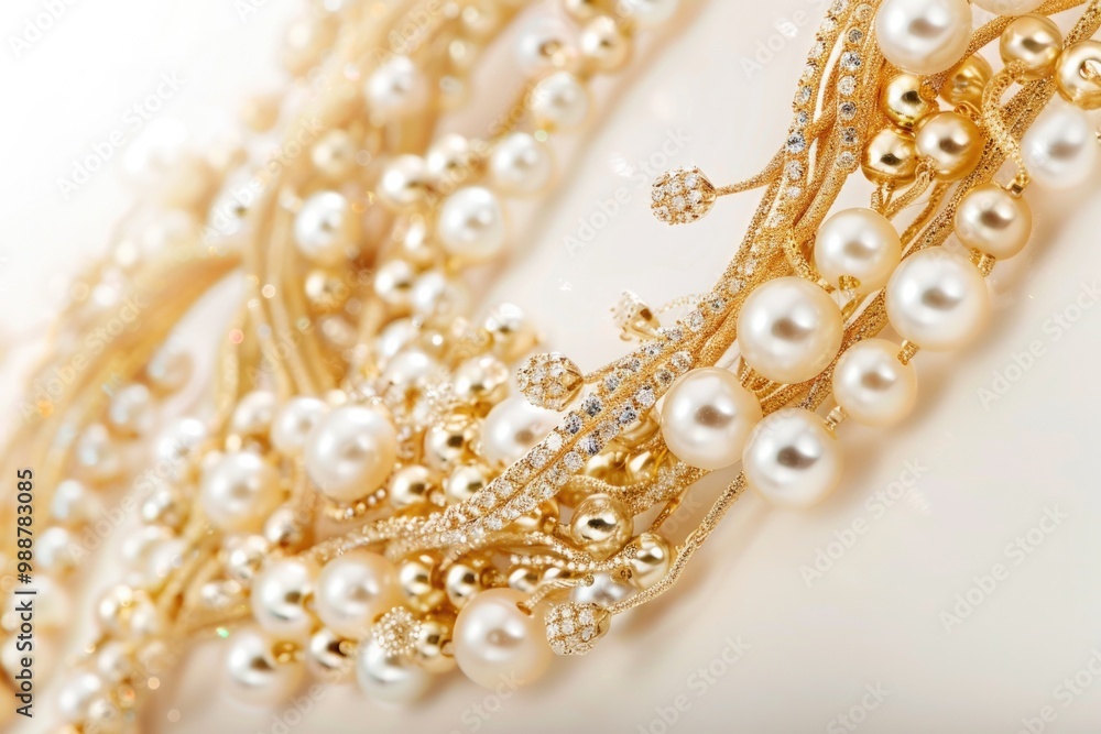 Jewelry Christmas. Beautiful Gold Necklace on White Background with Chain and Gem Jewelry Christmas. Beautiful Gold Necklace on White Background with Chain and Gem