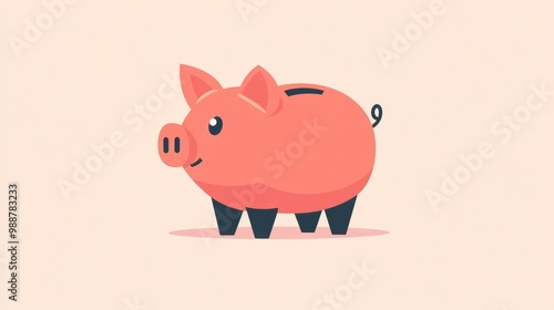 Clean, modern piggy bank logo illustration with a pig silhouette and coin slot, perfect for financial or savings-themed branding.