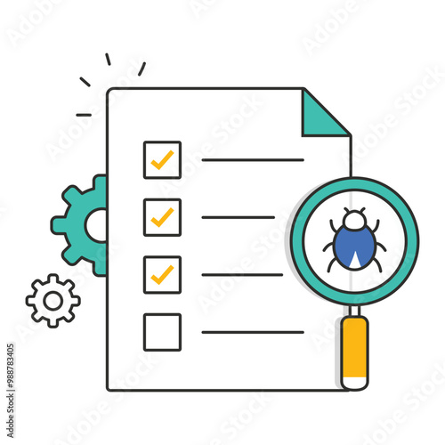 Testing & Debugging Icon Design. Representing Bug Fixing.Quality Assurance.Software Testing.Debugging. EPS icon.
