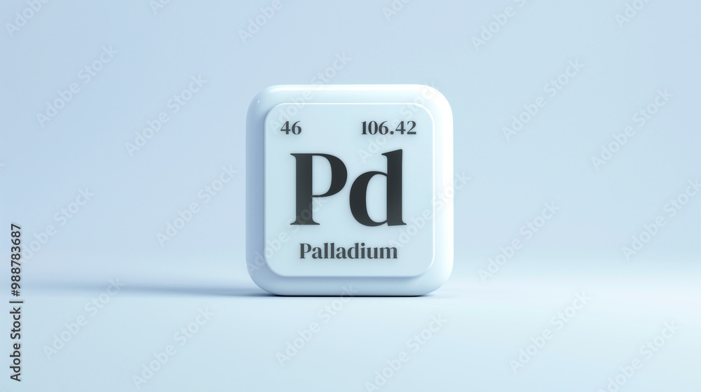 A simple icon of the chemical element Palladium on a white background from the periodic table elements. A simple icon of the chemical element Palladium on a white background from the periodic table elements.