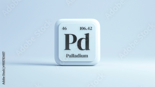 A simple icon of the chemical element Palladium on a white background from the periodic table elements.