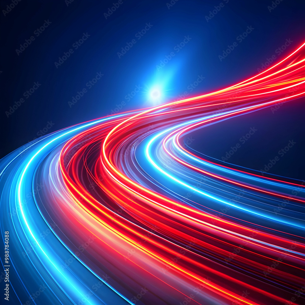 abstract red light trail on blue background abstract red light trail on blue background