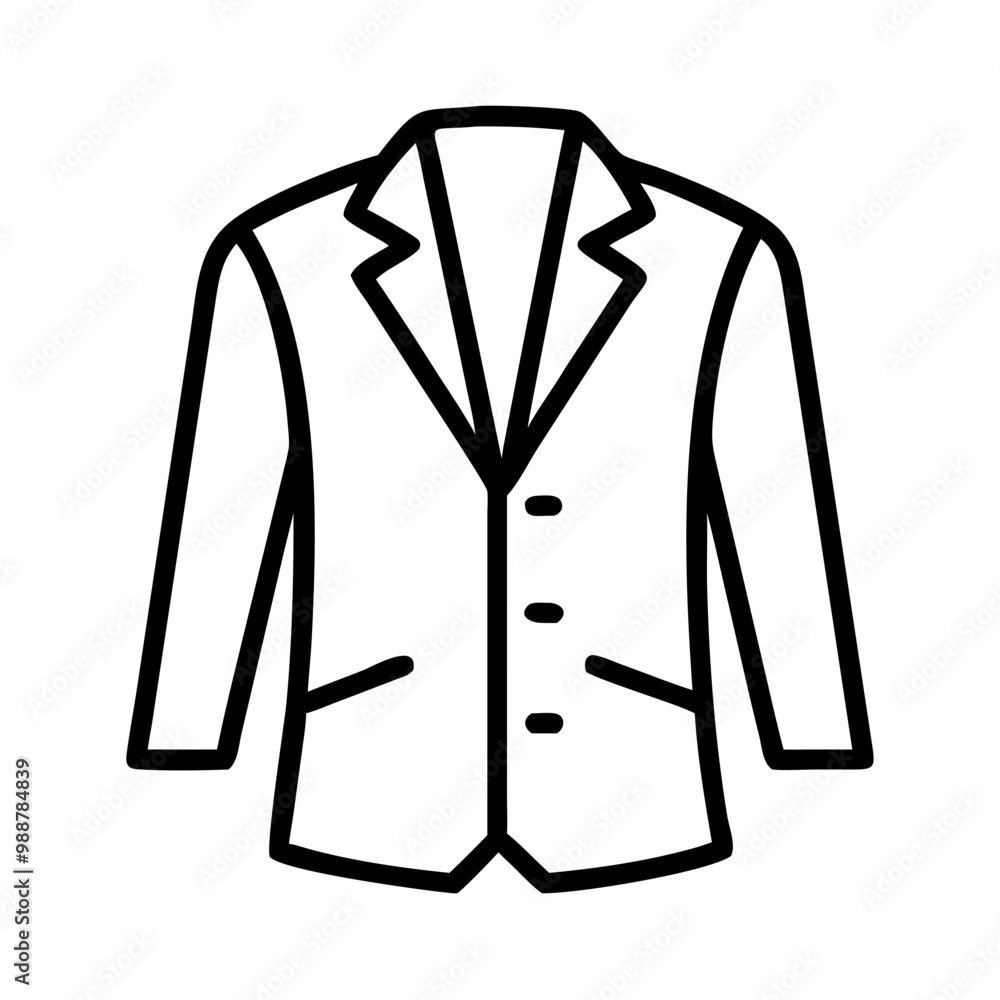 A black and white drawing of a jacket. The jacket is a business suit and is shown in a very simple and clean style A black and white drawing of a jacket. The jacket is a business suit and is shown in a very simple and clean style