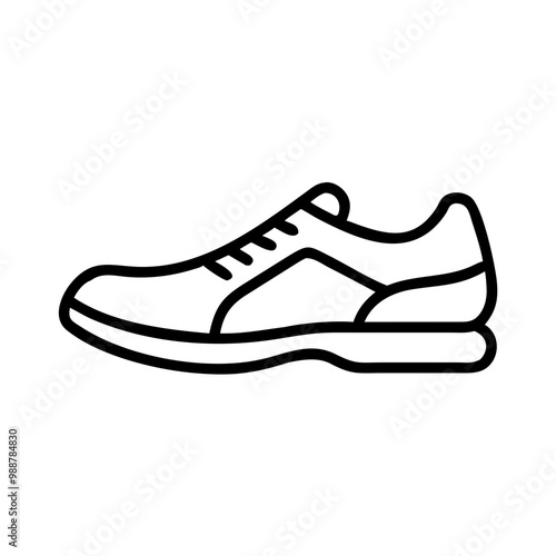 A shoe with a white laces. The shoe is a sneaker