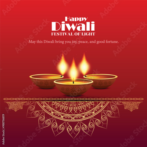 Happy Diwali indian fetival of lights celebration Indian Traditional card background. Diwali celebration vector illustration design