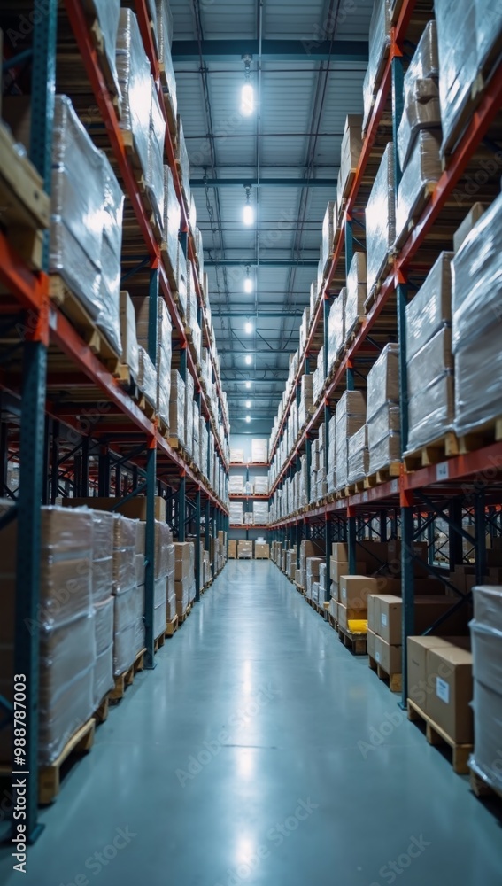 Fototapeta premium A large warehouse filled with lots of boxes.