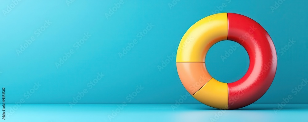 3D donut chart, with vibrant financial data segments floating in space, highlighting key performance indicators 3D donut chart, with vibrant financial data segments floating in space, highlighting key performance indicators