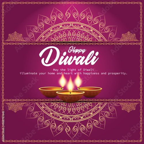 Happy Diwali indian fetival of lights celebration Indian Traditional card background. Diwali celebration vector illustration design