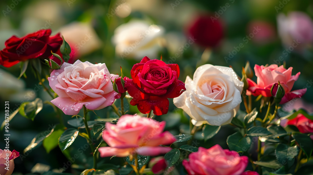 Stunning Close-Up of Colorful Roses in Bloom Stunning Close-Up of Colorful Roses in Bloom
