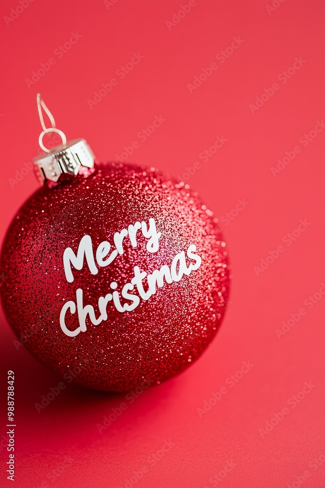 red Christmas bauble with white text red Christmas bauble with white text