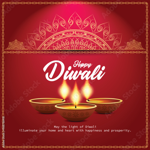Happy Diwali indian fetival of lights celebration Indian Traditional card background. Diwali celebration vector illustration design