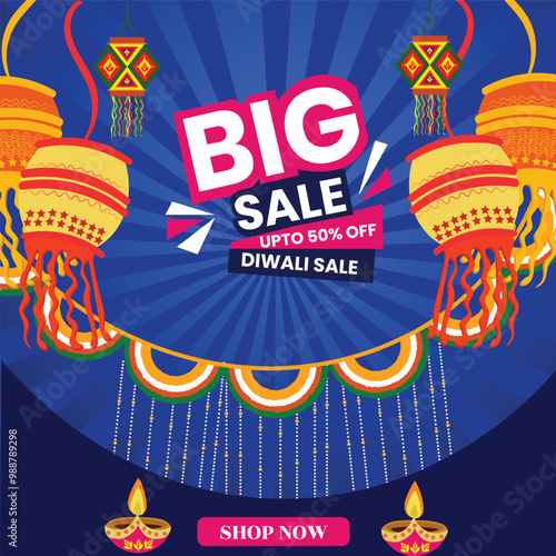 Happy Diwali indian fetival of lights celebration Indian Traditional card background. Diwali celebration vector illustration design