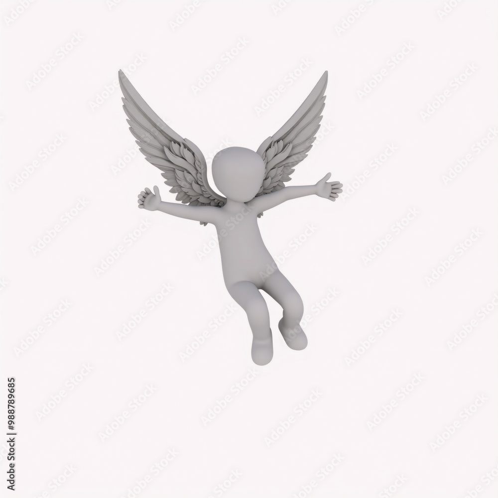 Obraz premium A 3D rendering of an angel with wings.