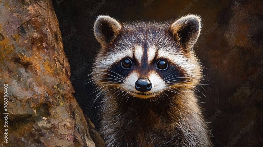 cute raccoon portrait showcasing its furry face and expressive eyes, representing the playful and inquisitive nature of this charming woodland creature cute raccoon portrait showcasing its furry face and expressive eyes, representing the playful and inquisitive nature of this charming woodland creature