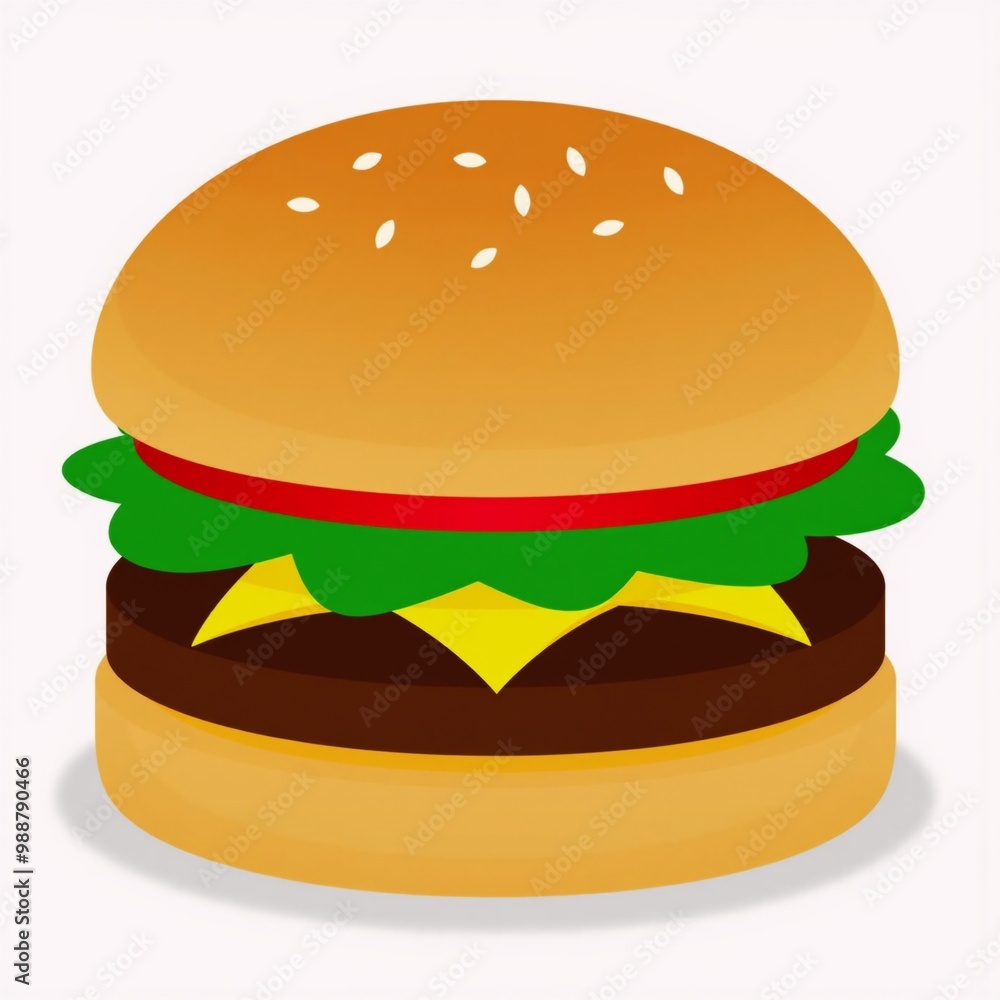 A hamburger with cheese and lettuce on a bun. A hamburger with cheese and lettuce on a bun.