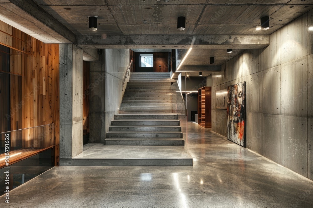 Obraz premium Modern indoor lighting setup in a concrete made ceiling