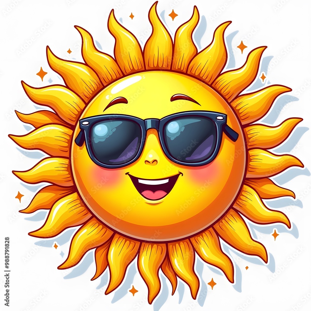 Happy Sun Wearing Sunglasses Radiating Warmth And Fun Energy Happy Sun Wearing Sunglasses Radiating Warmth And Fun Energy