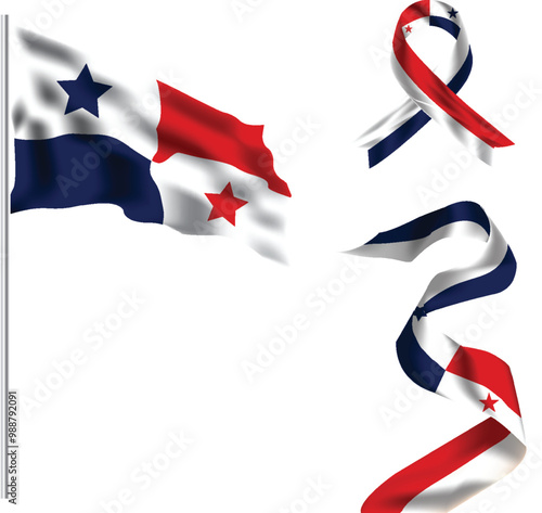Panama flag realistic illustration isolated on a transparent background