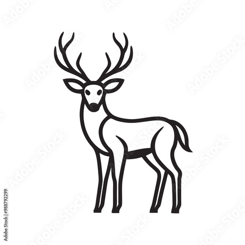 Deer animal silhouette vector line art