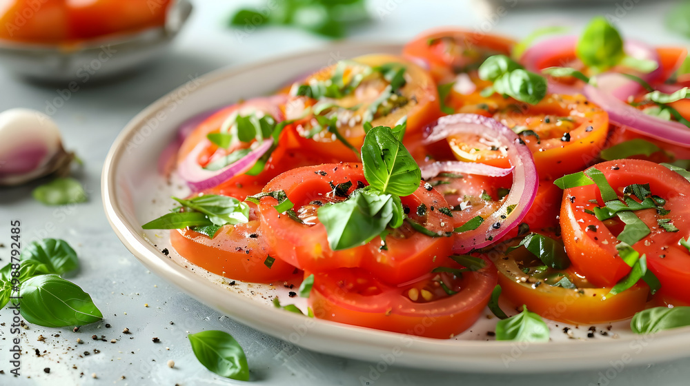 Vibrant Tomato Salad with Basil and Red Onion Vibrant Tomato Salad with Basil and Red Onion