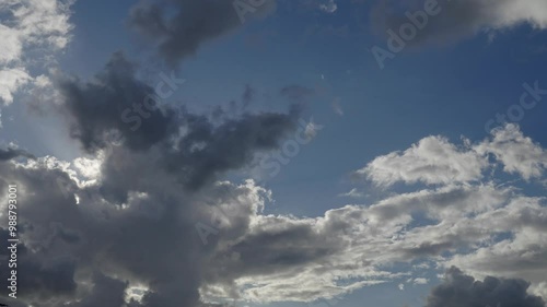 timelapse of the dance of turbulent Clouds on a blue sky