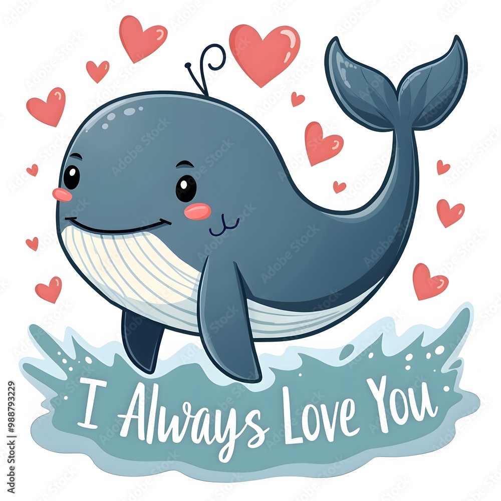 Cute Cartoon Whale Saying I Always Love You Cute Cartoon Whale Saying I Always Love You