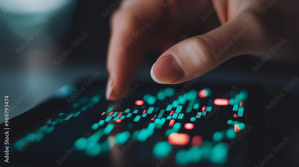 Closeup of a hand using a productivity app on a phone while managing a complex workflow on a tablet Closeup of a hand using a productivity app on a phone while managing a complex workflow on a tablet