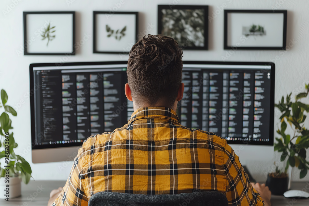 Fototapeta premium Remote worker using online collaboration tools to maintain productivity and a smooth workflow