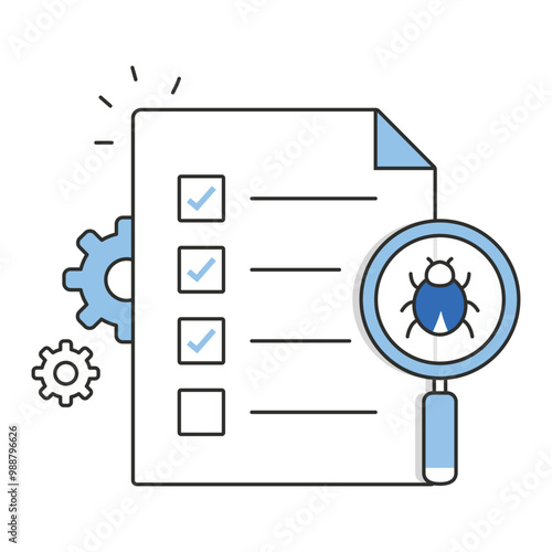 Testing & Debugging Icon Design. Representing Bug Fixing.Quality Assurance.Software Testing.Debugging. EPS icon.