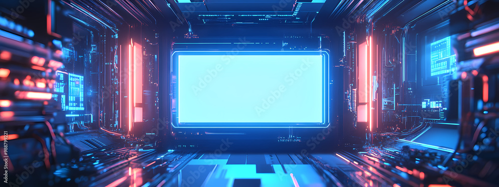 High-Tech Transparent Display with Digital Flow High-Tech Transparent Display with Digital Flow