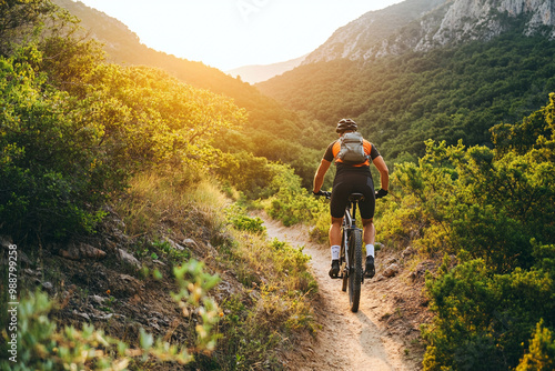 mountain biker on bike trail