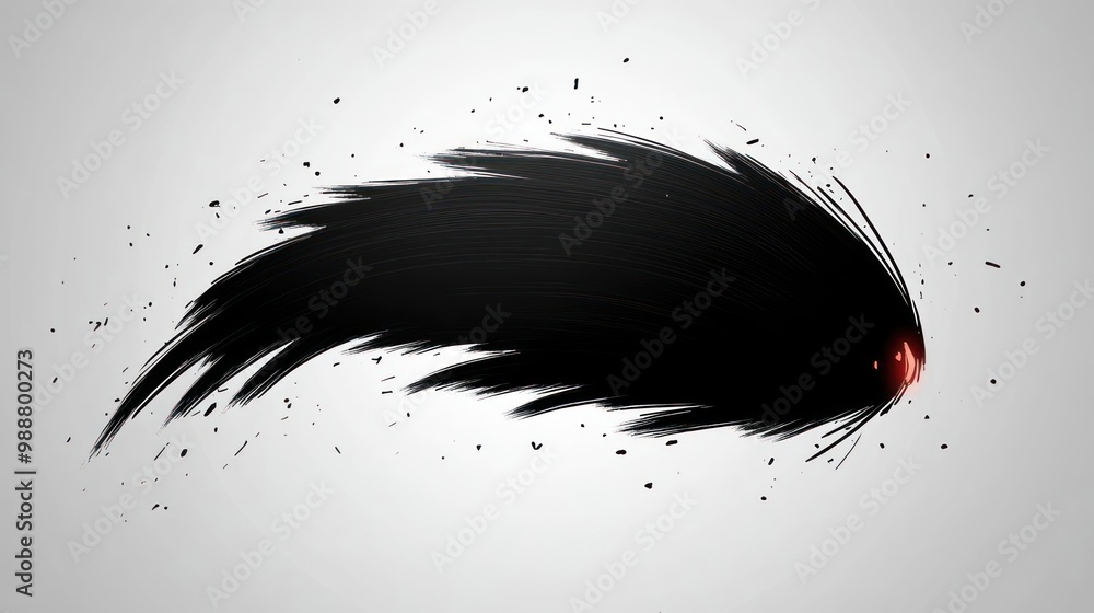 A stylized black shape with red accents, resembling a dynamic creature or abstract form. A stylized black shape with red accents, resembling a dynamic creature or abstract form.