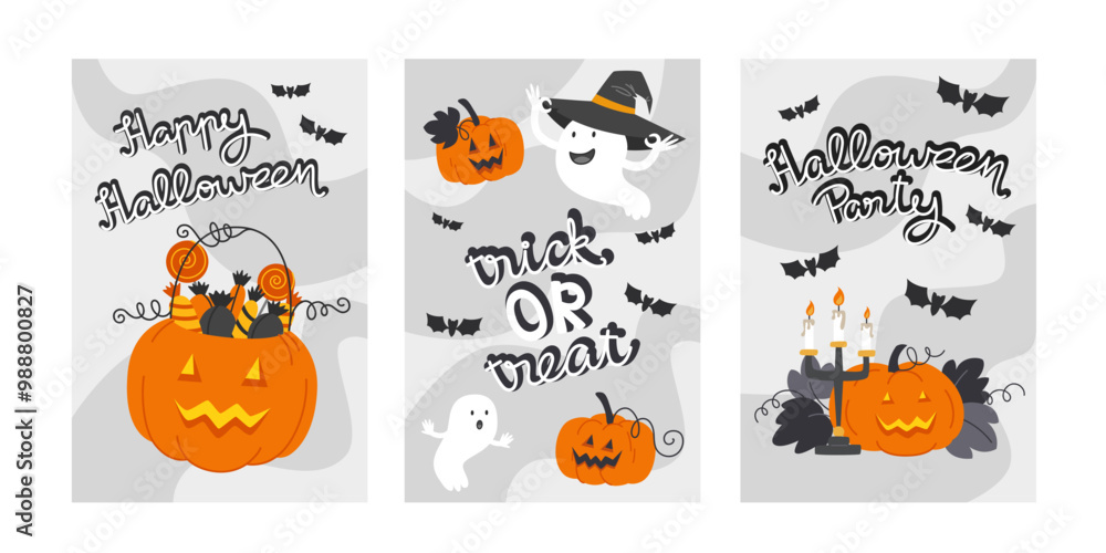 Halloween Posters Featuring Ghosts and Pumpkin Lanterns Halloween Posters Featuring Ghosts and Pumpkin Lanterns
