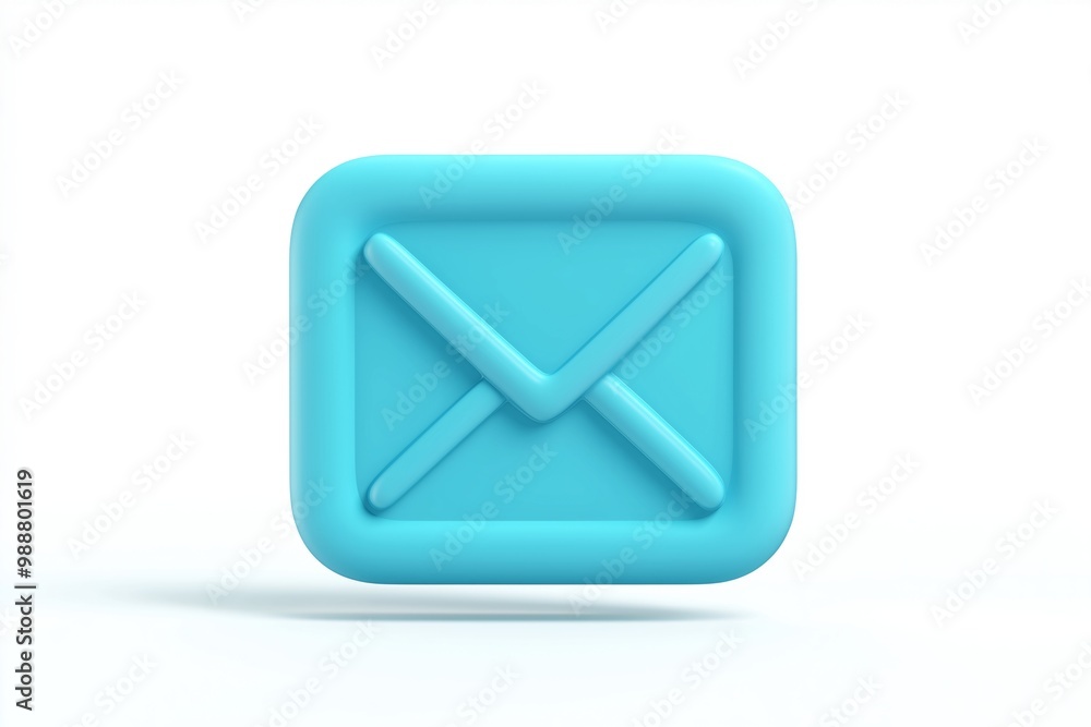 Blue envelope icon with rounded edges, featuring a subtle 3D effect against a white background
