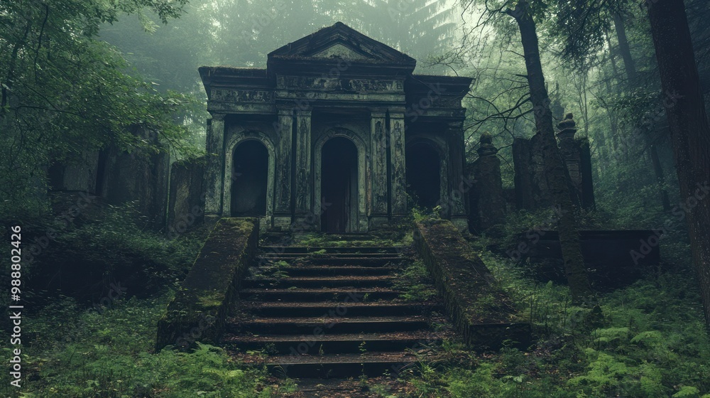 Obraz premium Mysterious Abandoned Building in a Forest