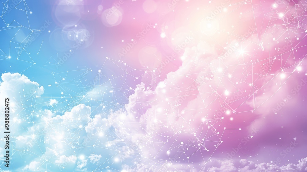 Frame Border Background of Cloud Computing Concept with Abstract Digital Network and Colorful Sky Frame Border Background of Cloud Computing Concept with Abstract Digital Network and Colorful Sky