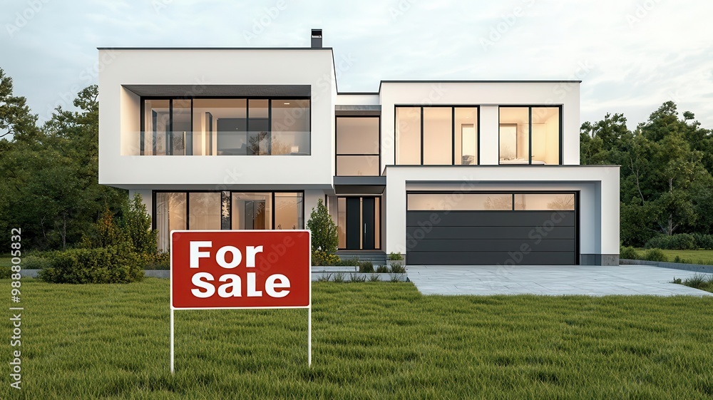 Modern minimalist house with sleek architecture and a Modern minimalist house with sleek architecture and a