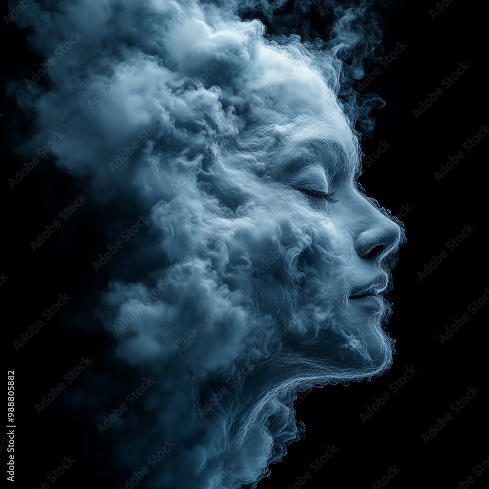 Thin clouds forming abstract human shapes on a black background, creative and surreal, Clouds, Art Thin clouds forming abstract human shapes on a black background, creative and surreal, Clouds, Art
