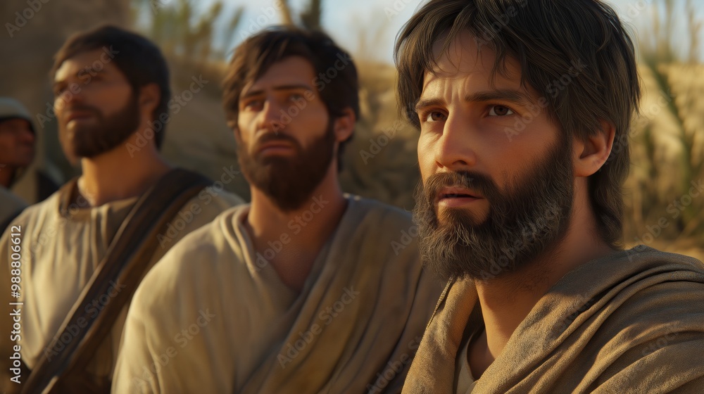 Fototapeta premium The moment Andrew and John ask Jesus where He is staying