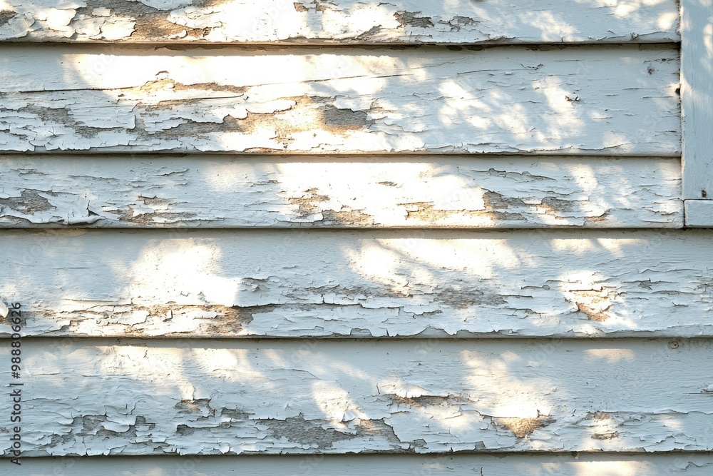 Fototapeta premium Peeling White Paint on Weathered Wood Siding