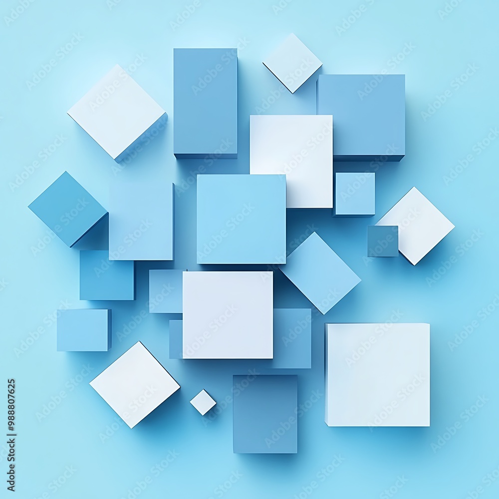 Abstract geometric shapes in blue and white on a blue background. Abstract geometric shapes in blue and white on a blue background.