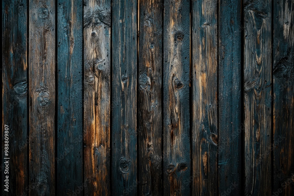 Blackened Wooden Planks with Knots and Grain Blackened Wooden Planks with Knots and Grain