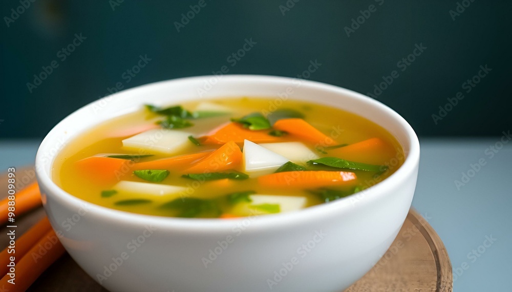 indonesian spinach and carrot clear soup in white bowl. sayur bening bayam indonesian spinach and carrot clear soup in white bowl. sayur bening bayam