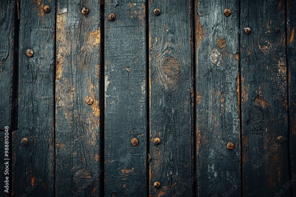Weathered Black Wooden Planks with Rusty Nails Weathered Black Wooden Planks with Rusty Nails