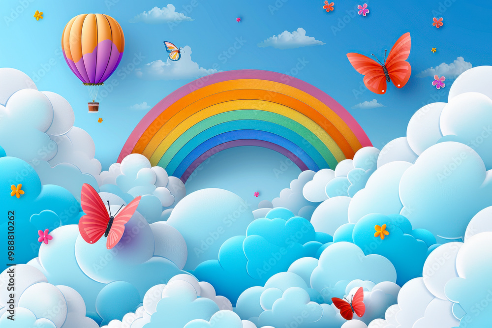 Beautiful fluffy clouds on blue sky background with summer sun Beautiful fluffy clouds on blue sky background with summer sun